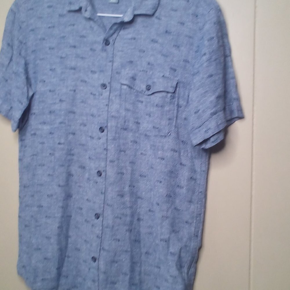 Old Navy Button Up Shirt XL 14 16 Short Sleeve Arrows Blue - Picture 9 of 13